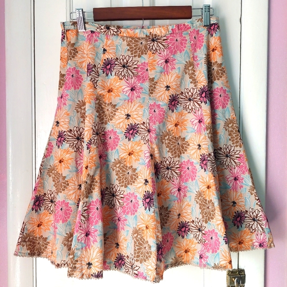 100% Cotton Floral Midi Skirt from Villager by Liz Claiborne Sz 6 - Picture 5 of 8